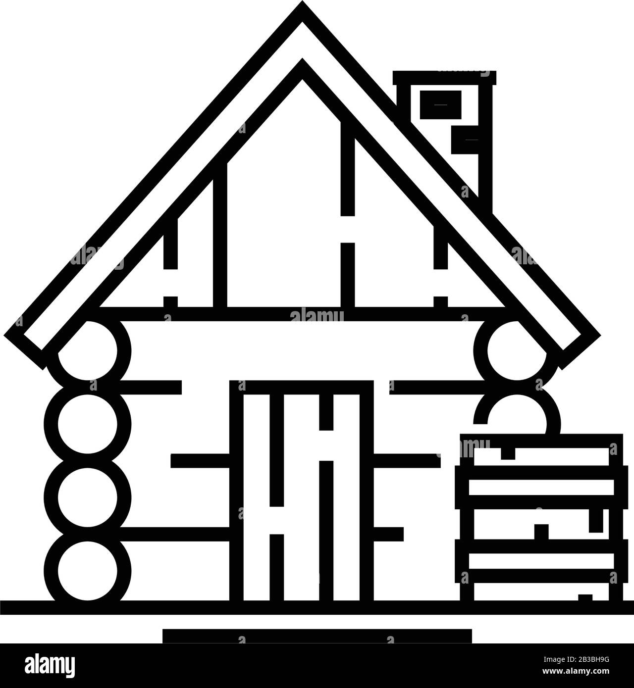 Wooden house line icon, concept sign, outline vector illustration, linear symbol. Stock Vector