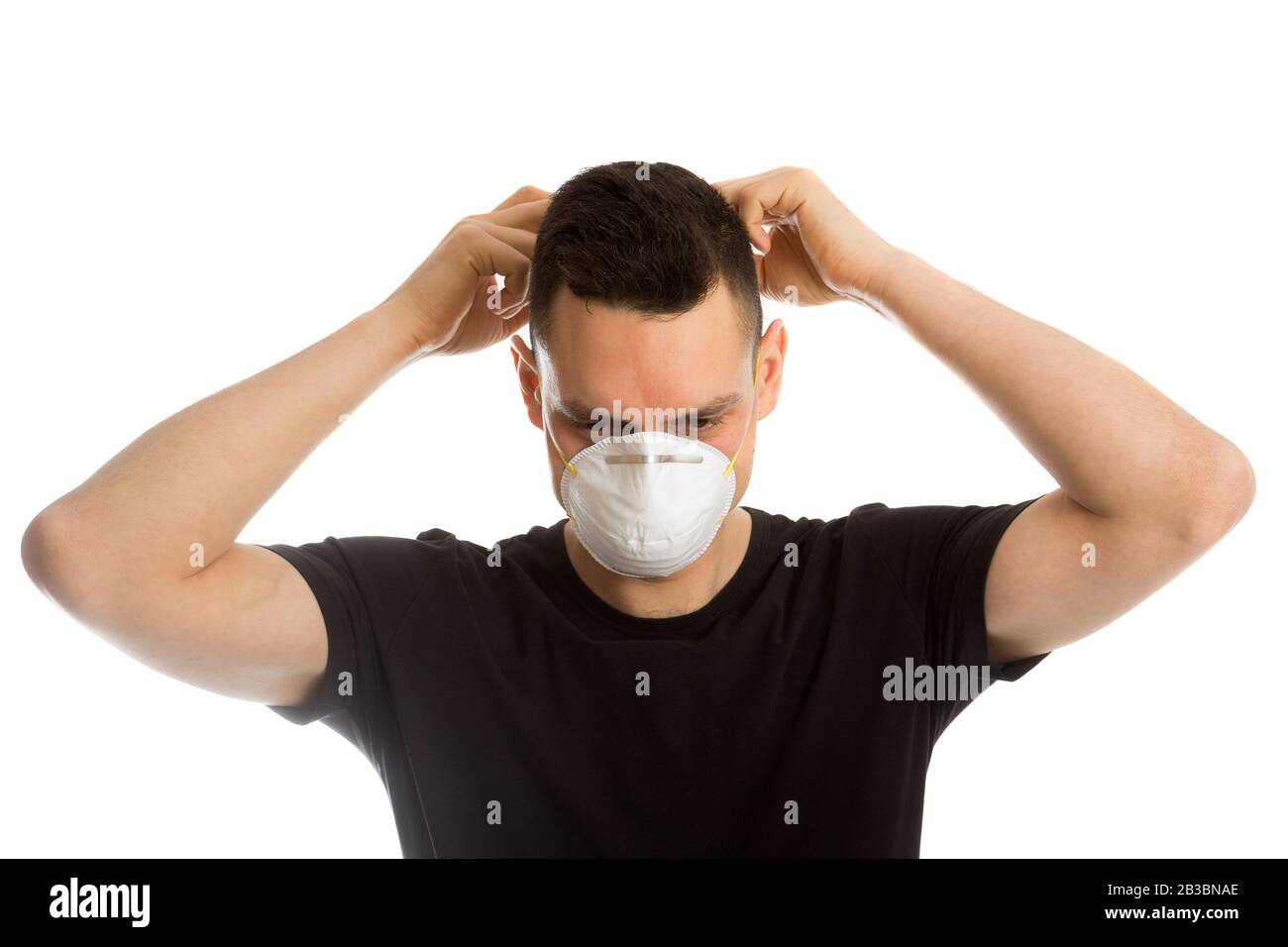 A European man with a medical mask on his face Stock Photo - Alamy