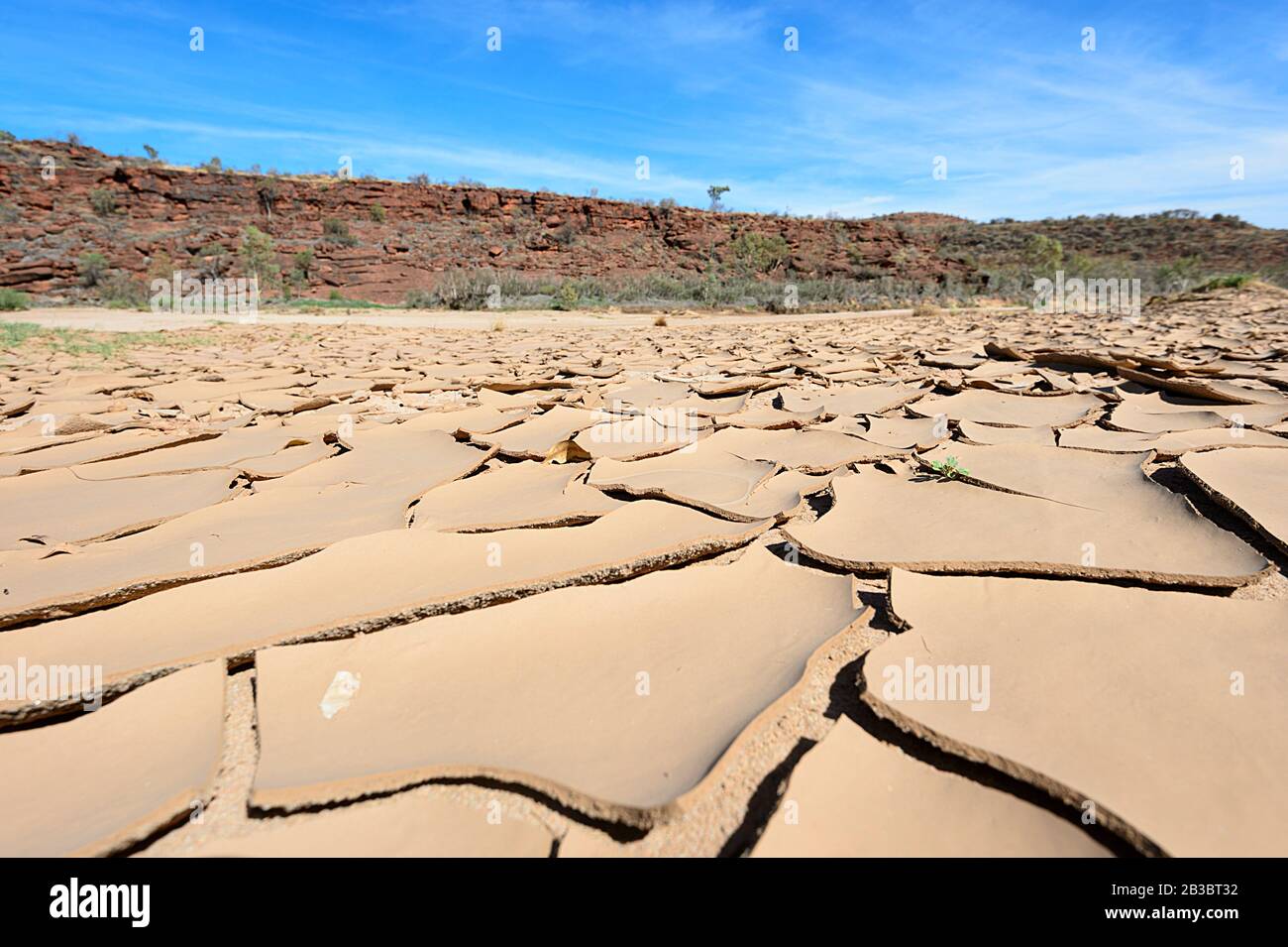 Dried mud in the Finke River riverbed, West McDonnell Ranges, Northern ...