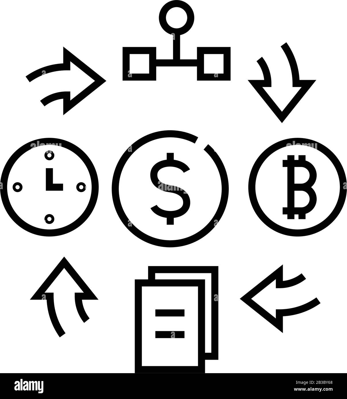 Work interaction line icon, concept sign, outline vector illustration ...