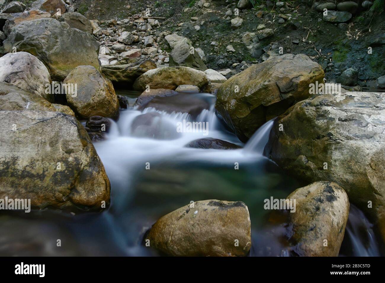 Long time exposure shot of a creek and rocks at Gukeng, Taiwan Stock ...