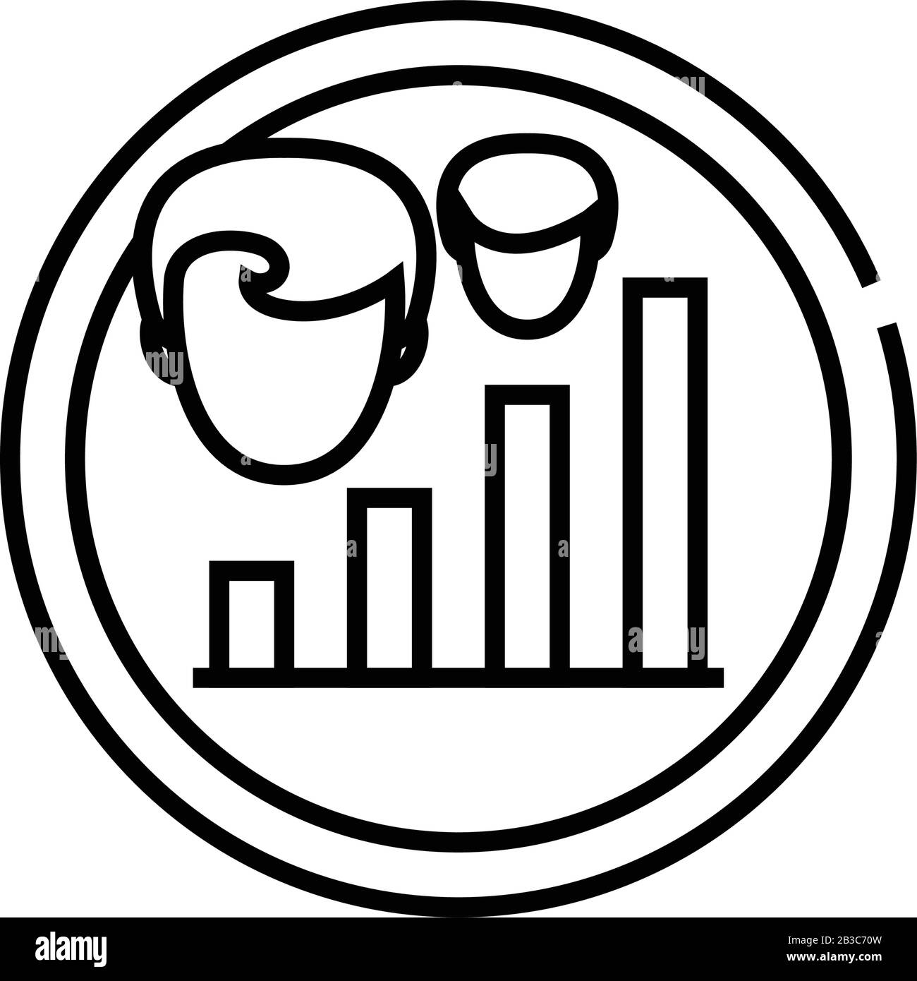Workers chart line icon, concept sign, outline vector illustration ...