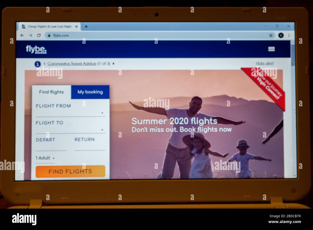 The Fly Be company website before they went into administration Stock Photo