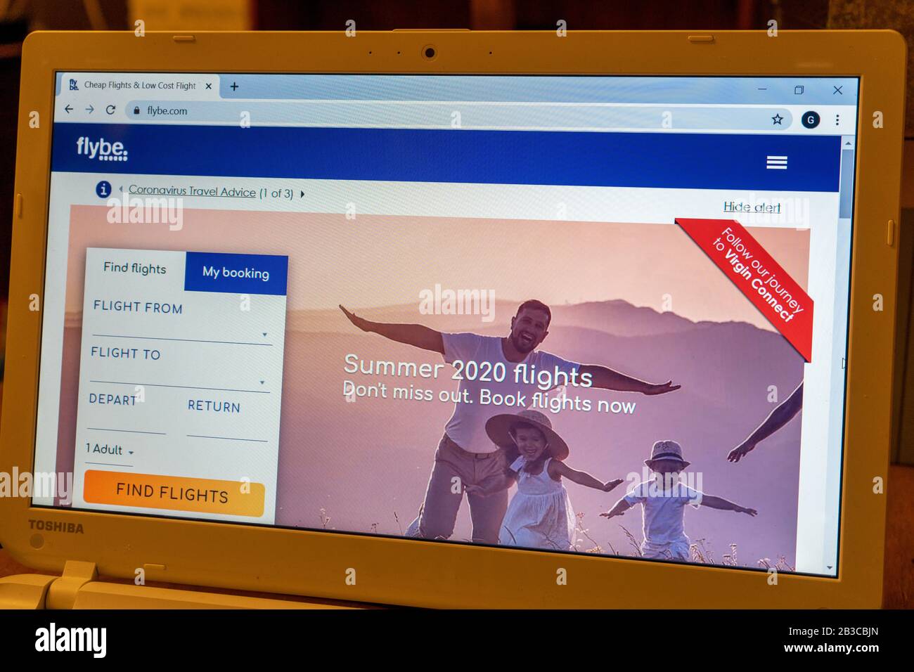 The Fly Be company website before they went into administration Stock Photo