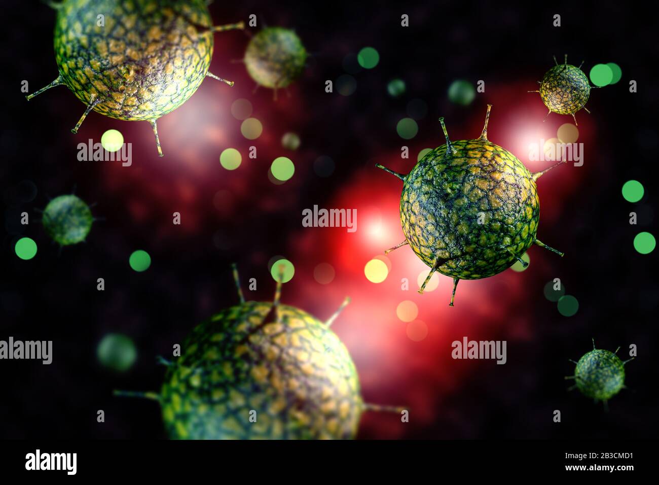 Infectious disease rhino virus common cold cell conceptual 3D illustration Stock Photo