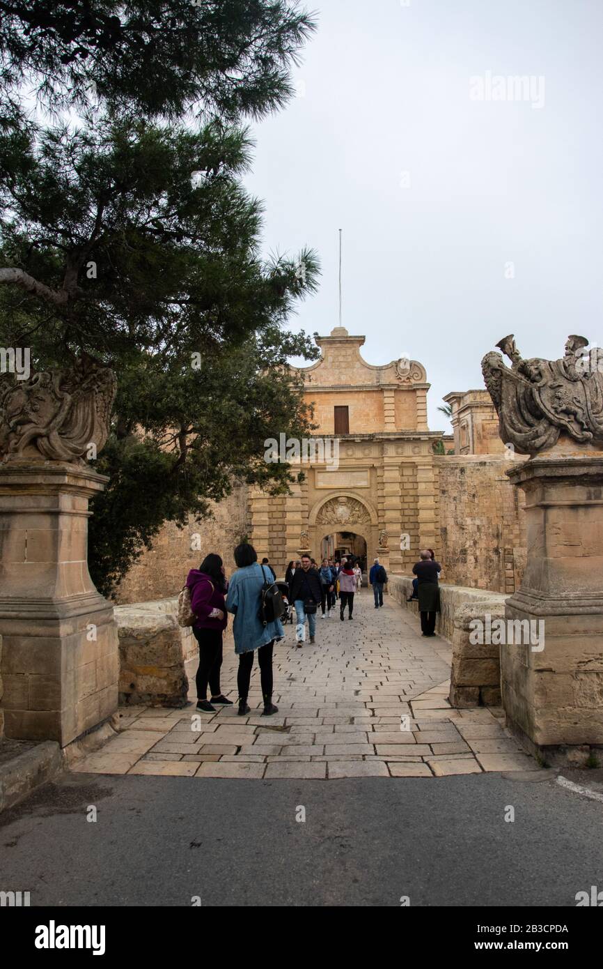Mdina Gate, also known as the Main Gate or the Vilhena Gate, is the