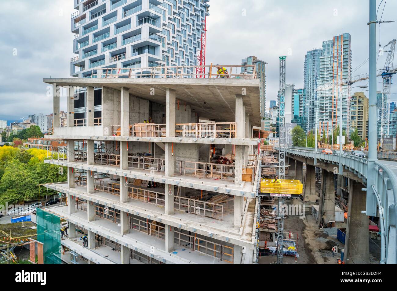 Construction in downtown Vancouver Canada Stock Photo