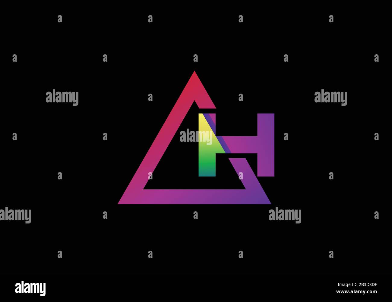 Typographic alphabet H in a triangle with vibrant colors logo design