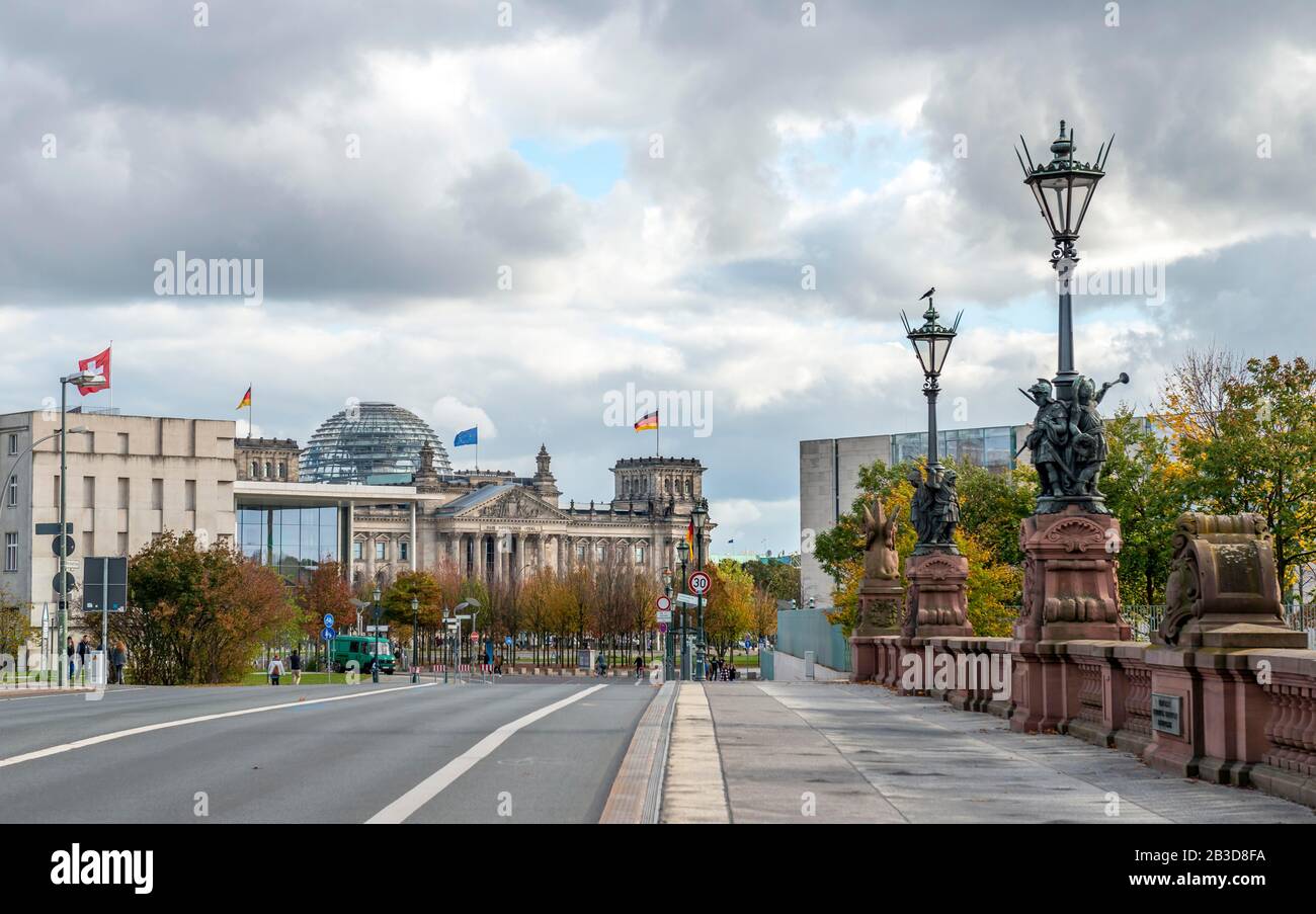 Reichstag Building Seen From The Moltke Bridge German Bundestag