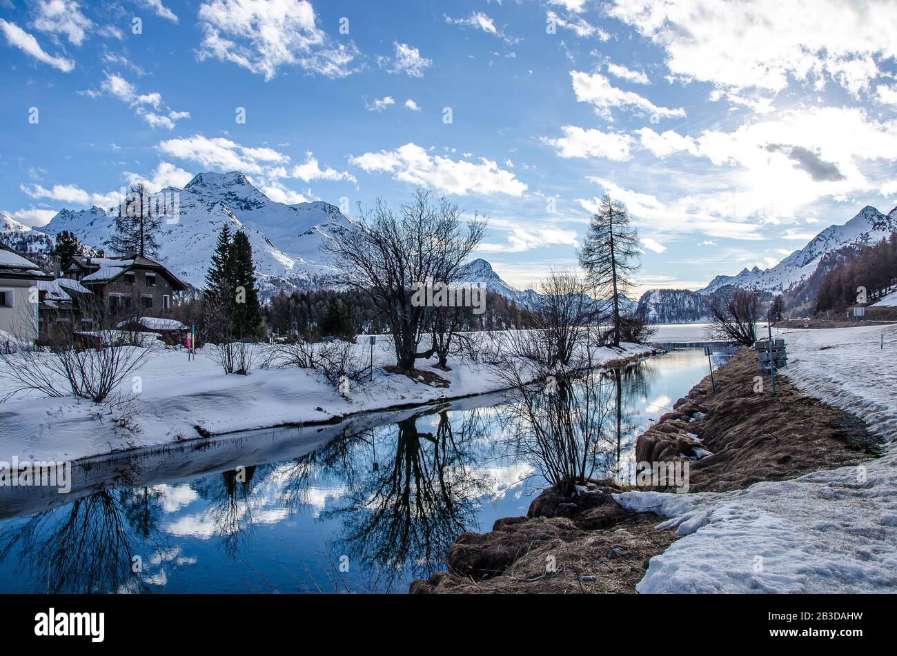 Enjoy a winter holiday in Sils/Segl im Engadin Stock Photo