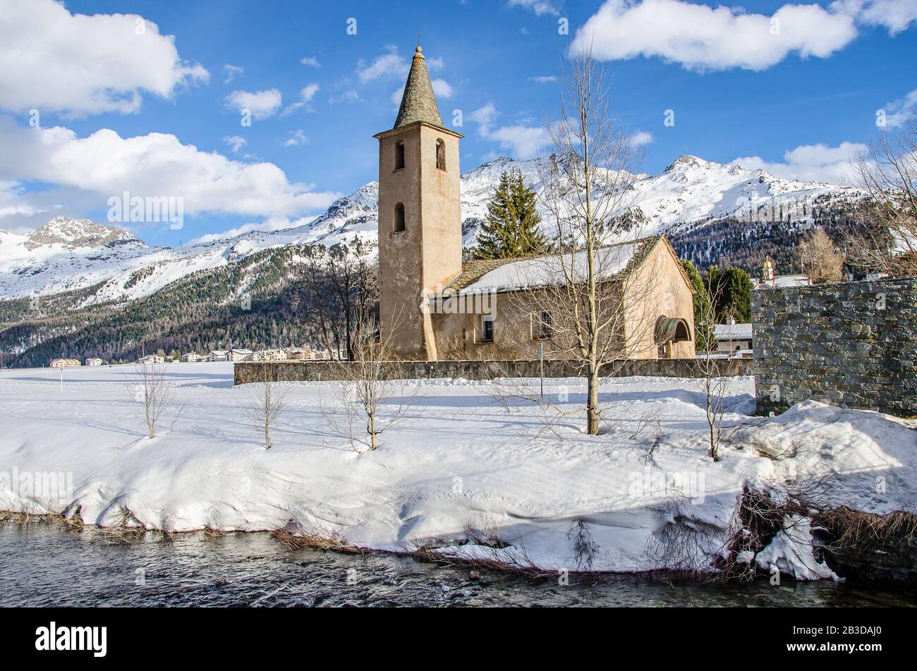 Enjoy a winter holiday in Sils/Segl im Engadin Stock Photo