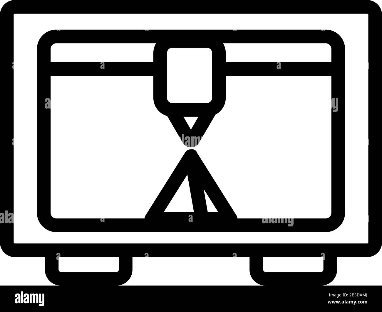 3D print printer icon vector. Isolated contour symbol illustration ...
