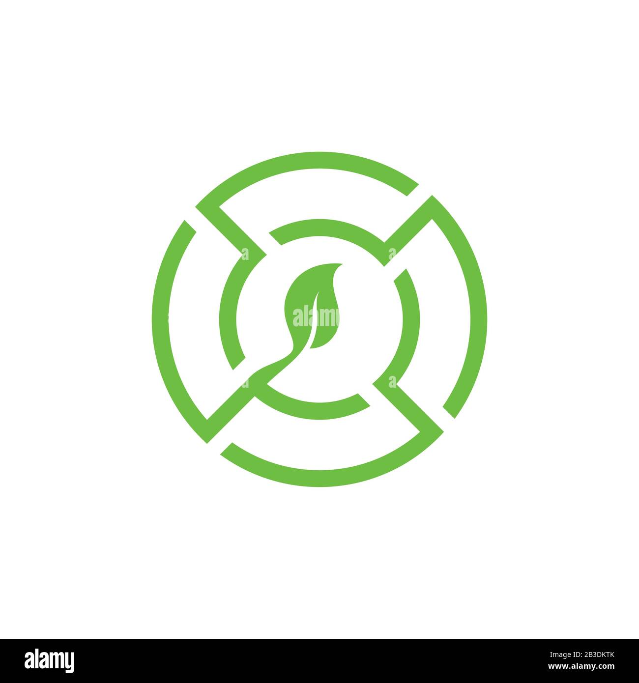 leaf circle geometric line logo vector Stock Vector Image & Art - Alamy