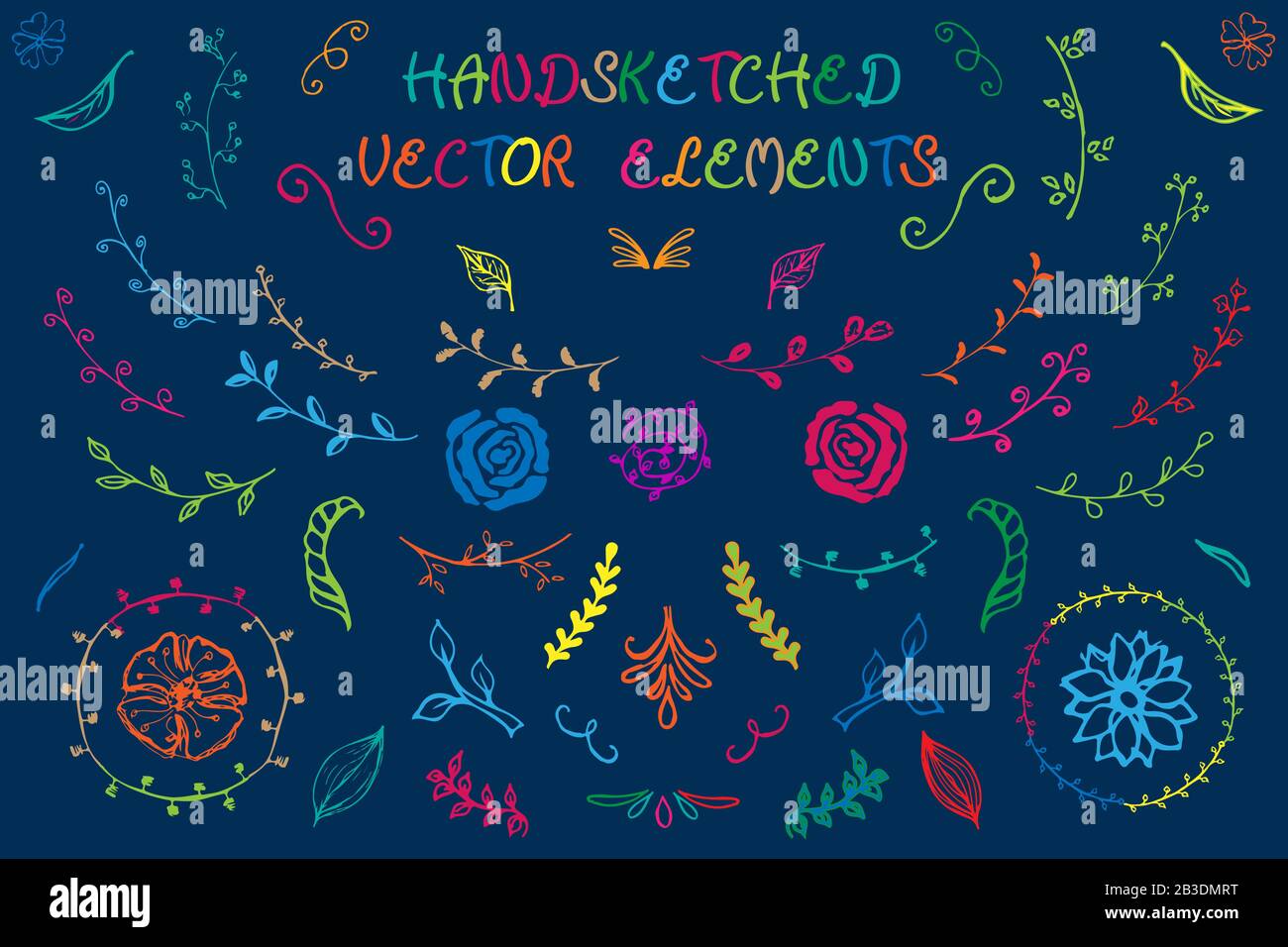 Hand-drawn vector elements. Spring elements Stock Vector Image & Art ...