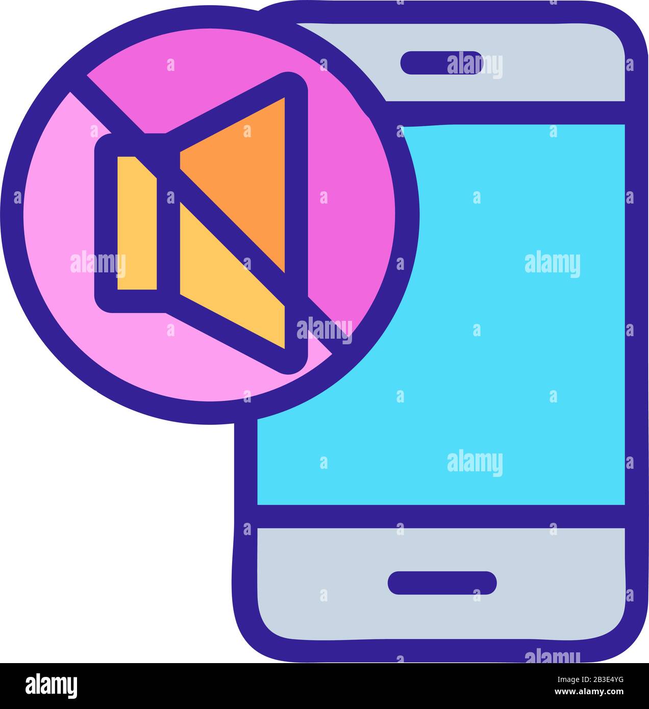 Phone without sound icon vector. Isolated contour symbol illustration ...