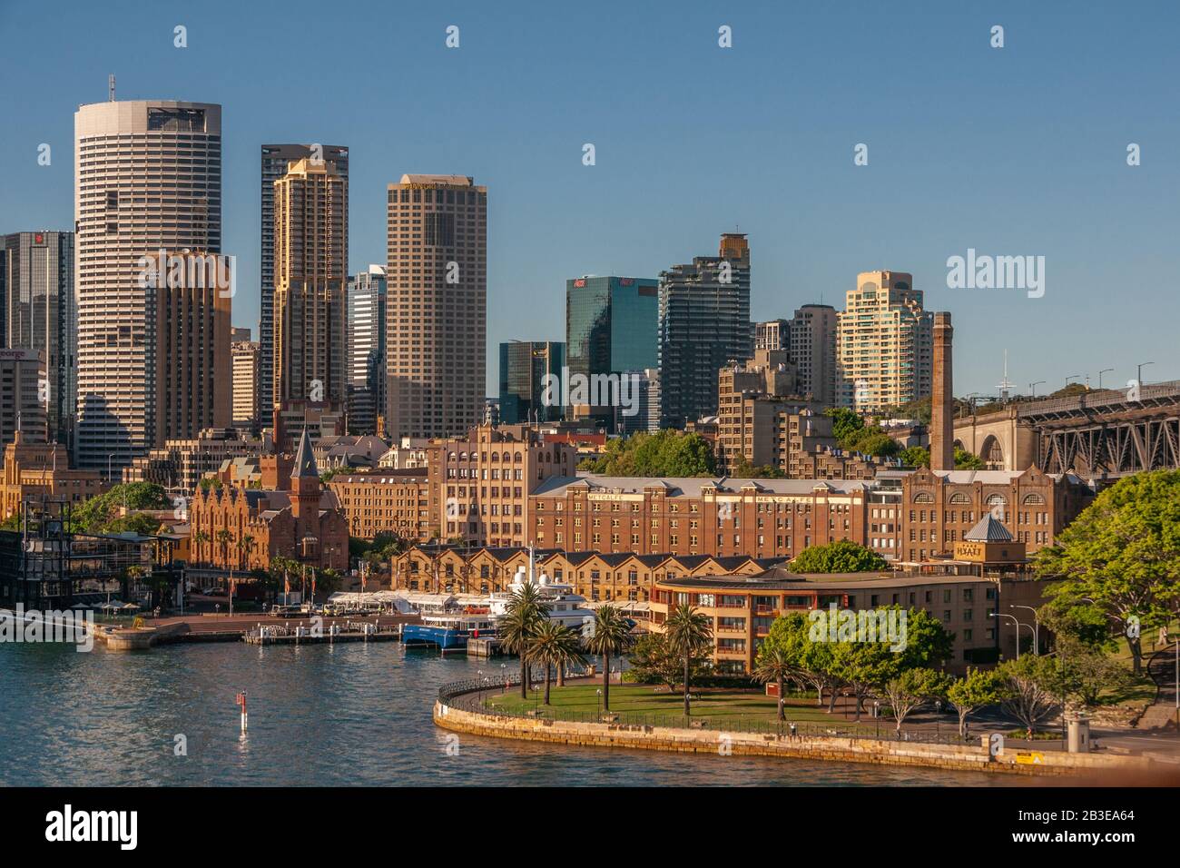 Sydney, Australia - December 11, 2009: Skyline of skyscrapers behind ...