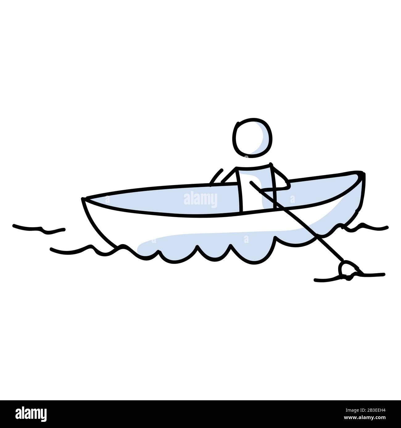Cute stick figure on kayaking holiday vector clipart. Concept of boating on  lake in canoe. Hand drawn pictogram of recreation lesiure illustration  Stock Vector Image & Art - Alamy