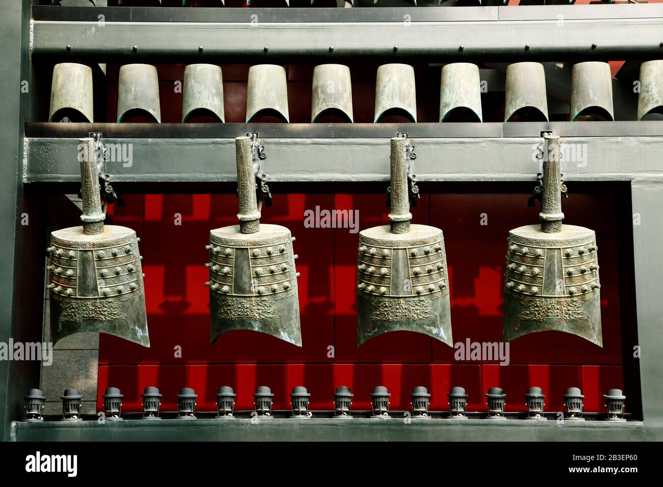 Chinese chimes is a percussion instrument in ancient China Stock Photo