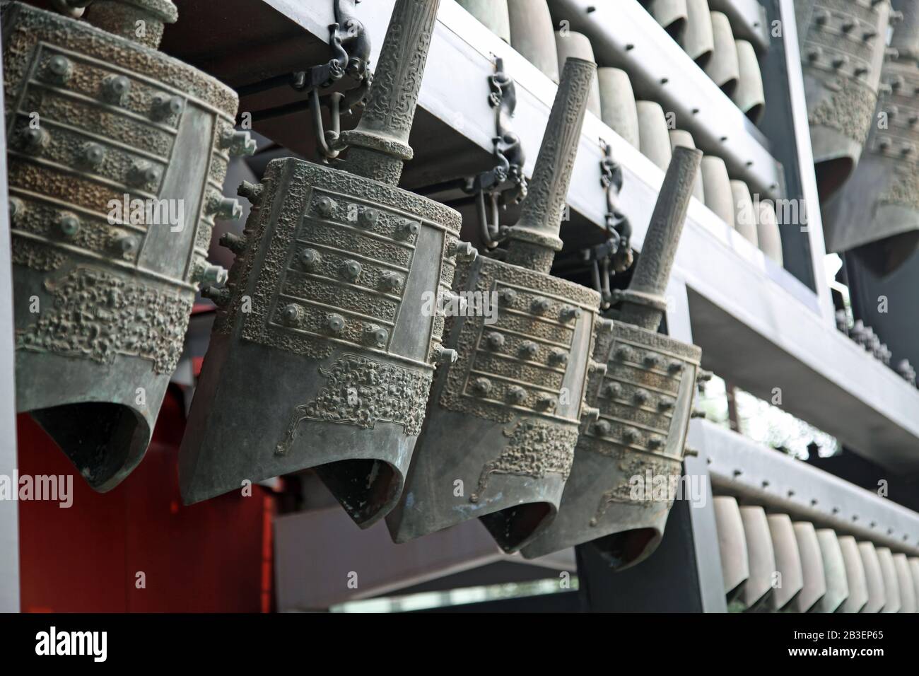 Chinese chimes is a percussion instrument in ancient China Stock Photo