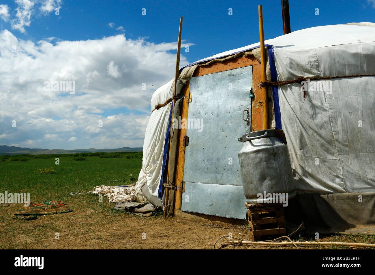 camp of yurt , in the grassland of Mongolia Stock Photo - Alamy
