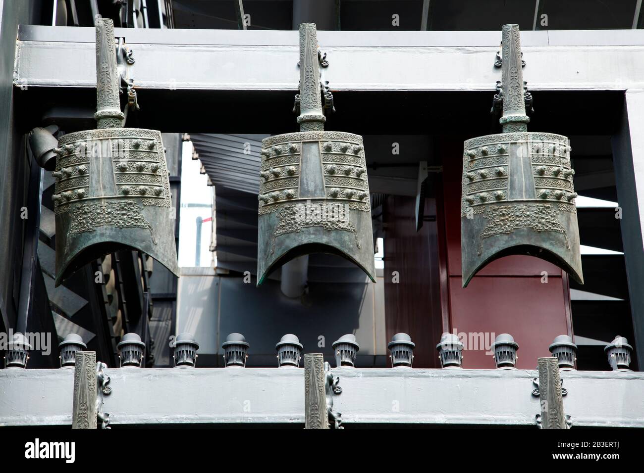 Chinese chimes is a percussion instrument in ancient China Stock Photo