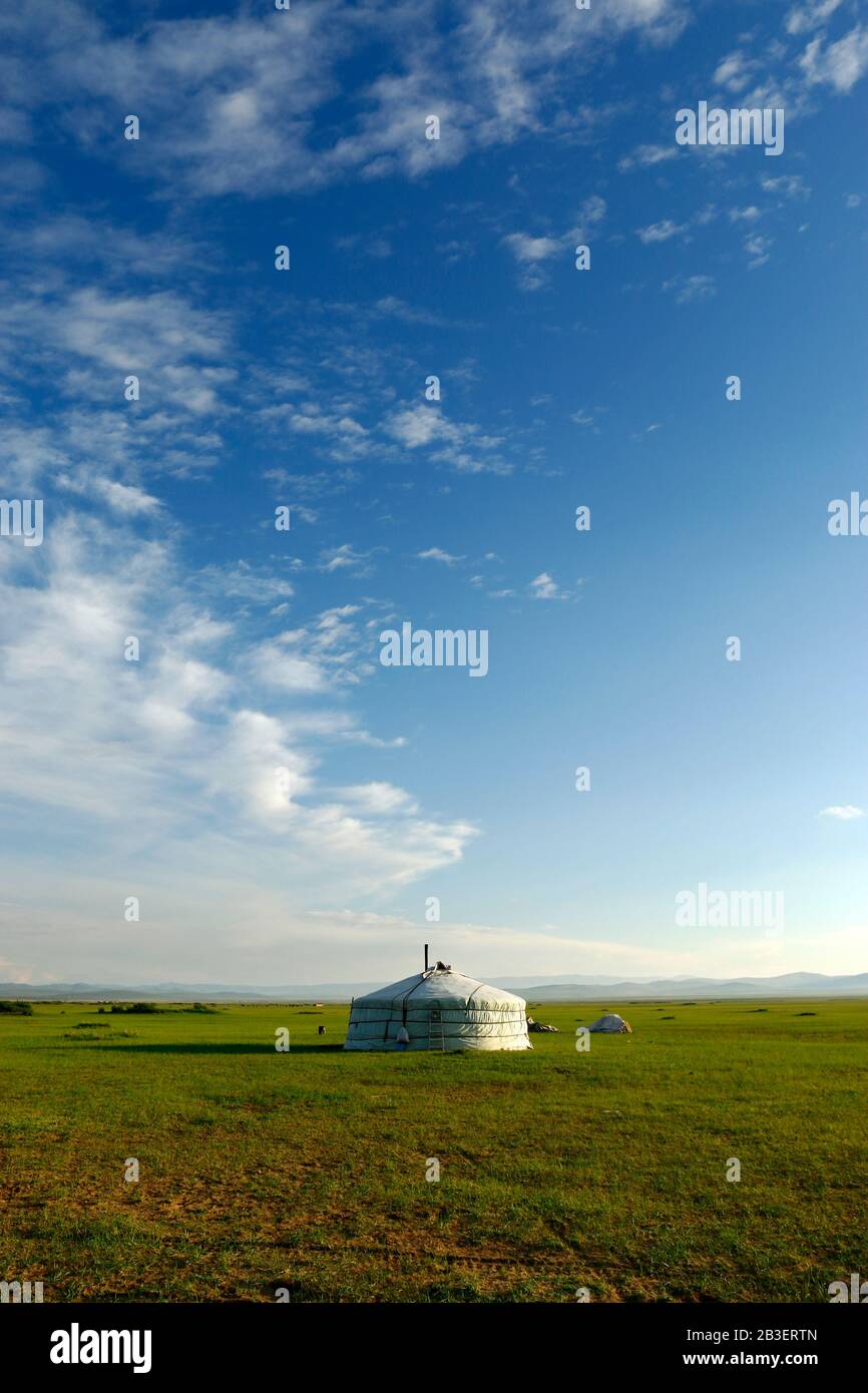 camp of yurt , in the grassland of Mongolia Stock Photo - Alamy