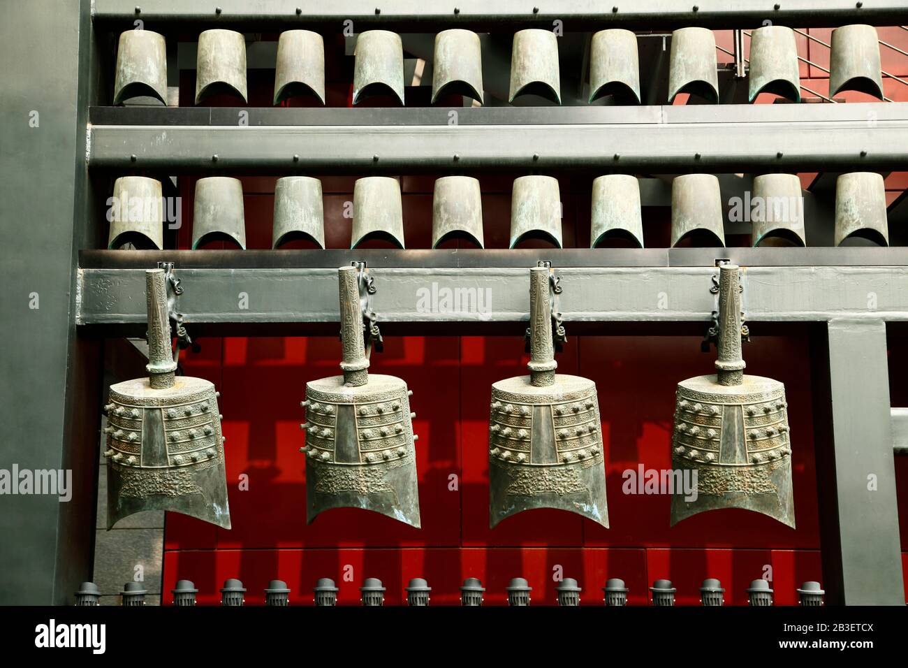 Chinese chimes is a percussion instrument in ancient China Stock Photo