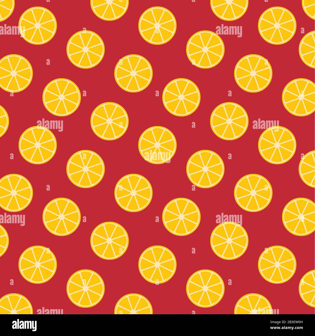 slice of lemon patterns on red background vector illustration Stock Vector