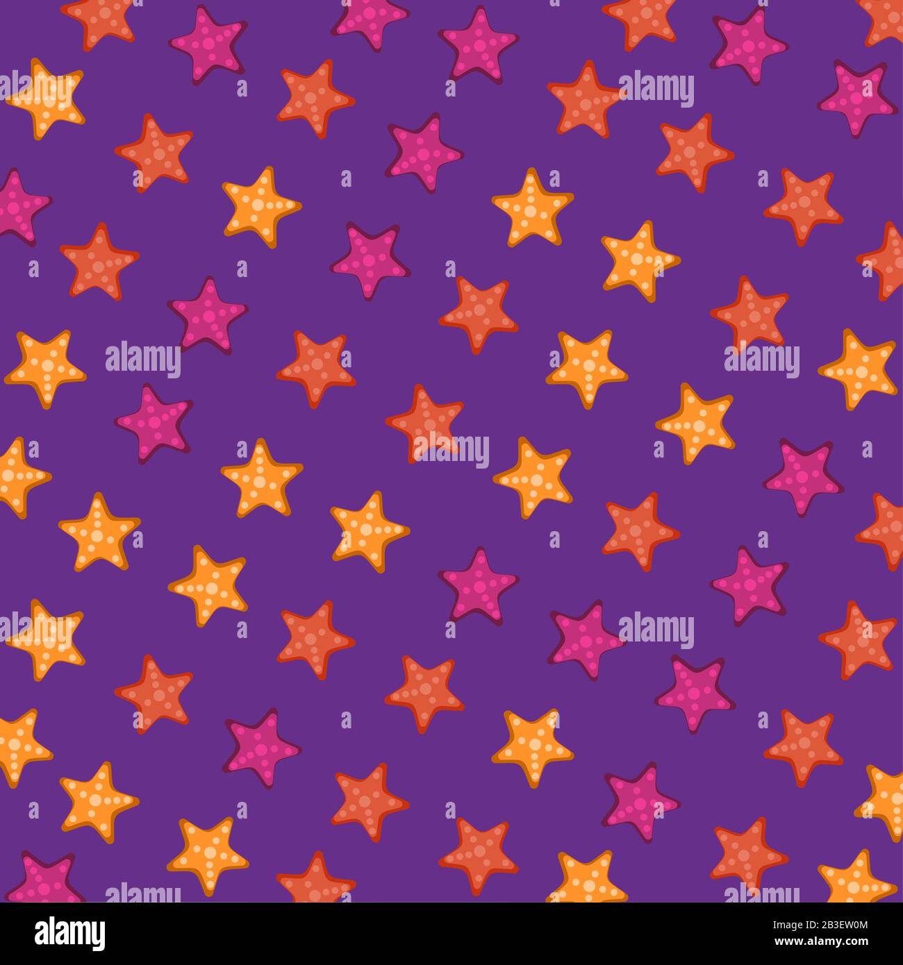 starfish patterns on purple background vector illustration Stock Vector
