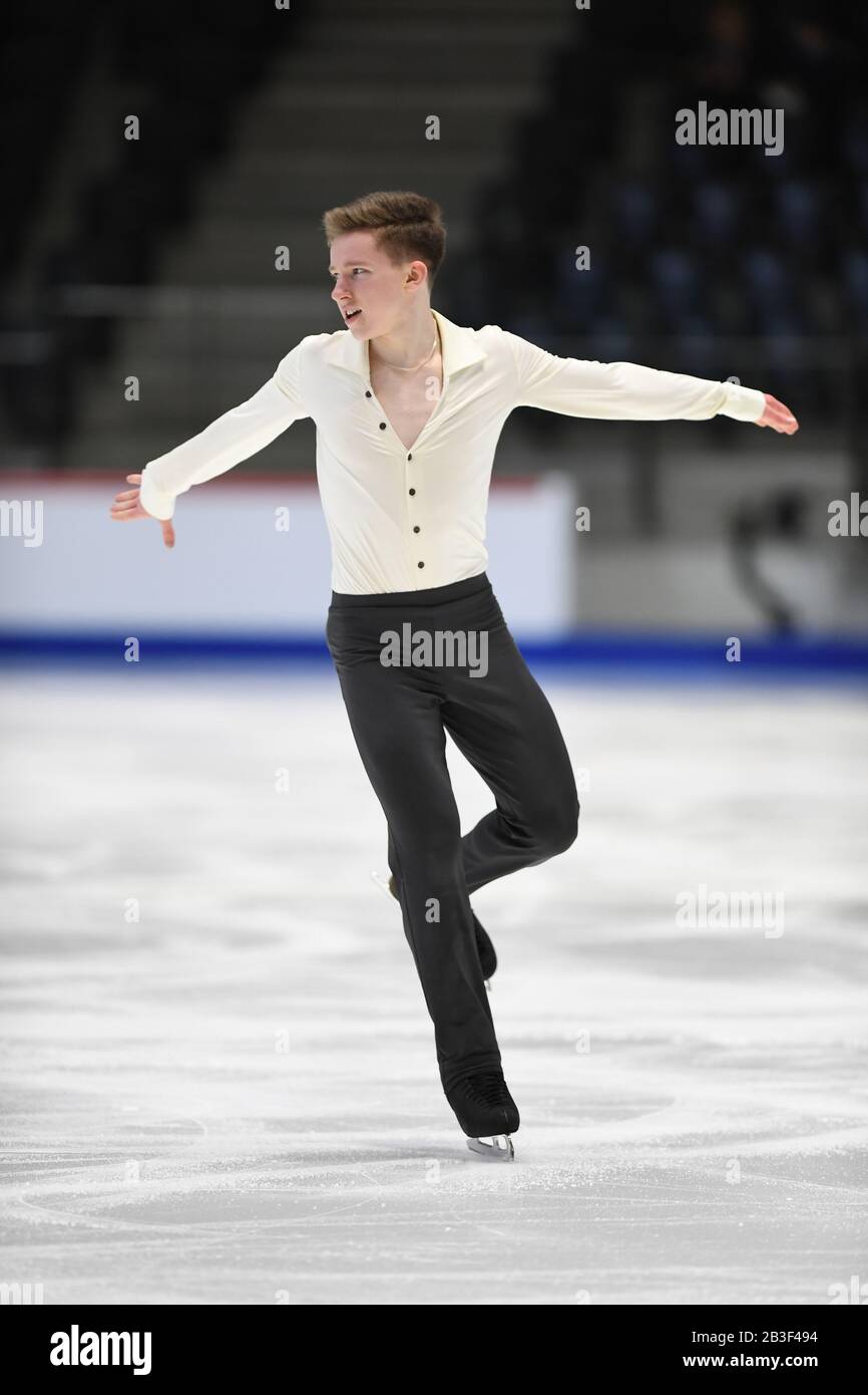 Andrei MOZALEV from Russia, during Men Short Program at the ISU World Junior Figure Skating Championships 2020 at Tondiraba Ice Hall, on March 04, 2020 in Tallinn, Estonia