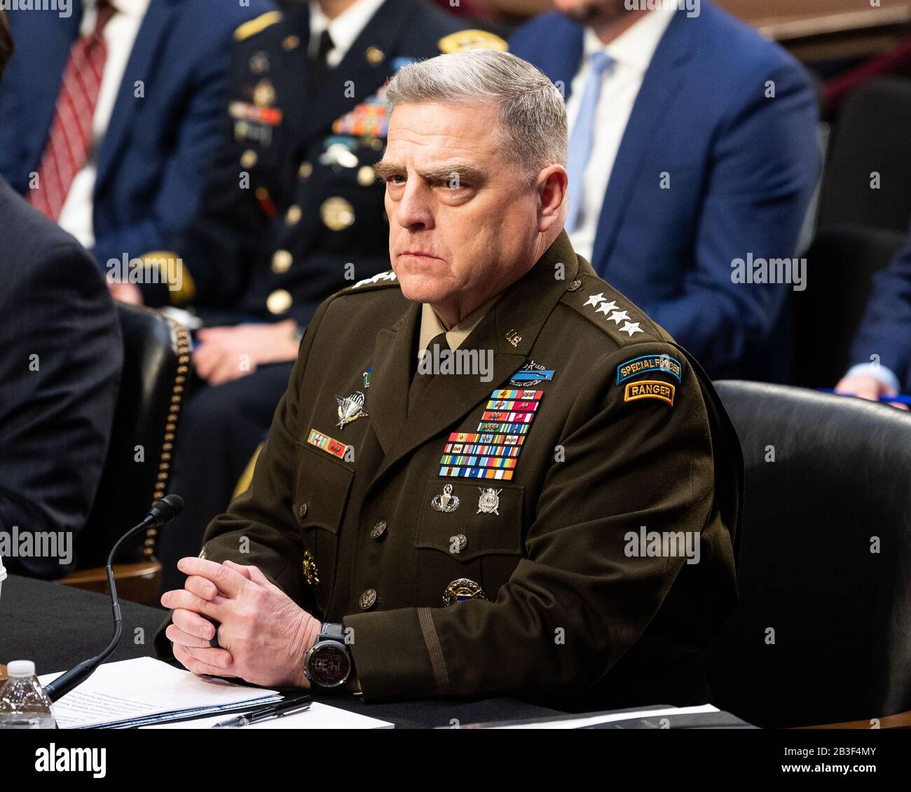 Washington, United States. 04th Mar, 2020. General Mark Milley, Chairman Of The Joint Chiefs Of Staff, at a hearing of the Senate Committee on Armed Services. Credit: SOPA Images Limited/Alamy Live News Stock Photo