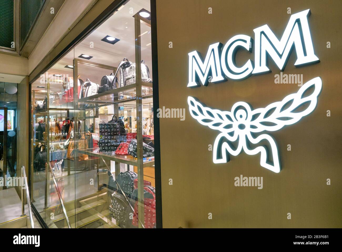 HONG KONG, CHINA - CIRCA JANUARY, 2019: MCM storefront in New Town Plaza shopping mall in Hong Kong. Stock Photo