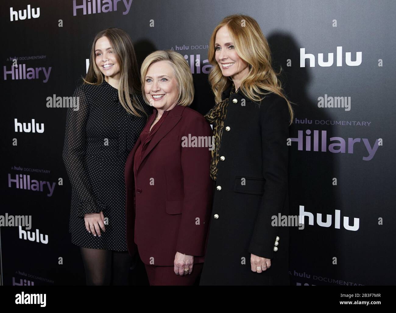 New York, United States. 04th Mar, 2020. Aliza Walden, Hillary Clinton and Dana Walden arrive on the red carpet at the New York premiere of 'Hillary' at Directors Guild of America Theater on Wednesday, March 4, 2020 in New York City. Photo by John Angelillo/UPI Credit: UPI/Alamy Live News Stock Photo