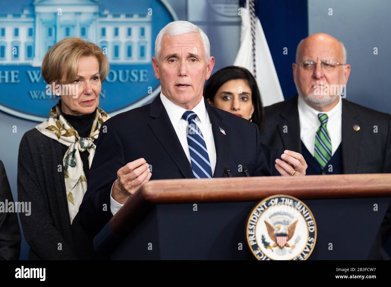 Washington, United States. 04th Mar, 2020. Vice President Mike Pence speaking at the Coronavirus Task Force press conference. Credit: SOPA Images Limited/Alamy Live News Stock Photo