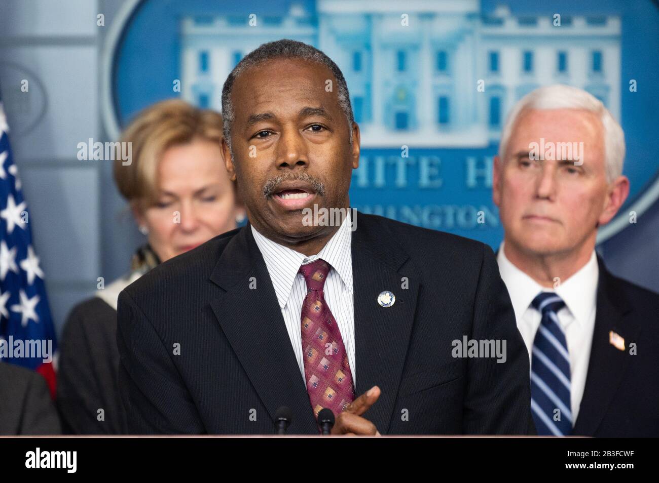 Washington, United States. 04th Mar, 2020. Dr. Ben Carson, United States Secretary of Housing and Urban Development, speaking at the Coronavirus Task Force press conference. Credit: SOPA Images Limited/Alamy Live News Stock Photo