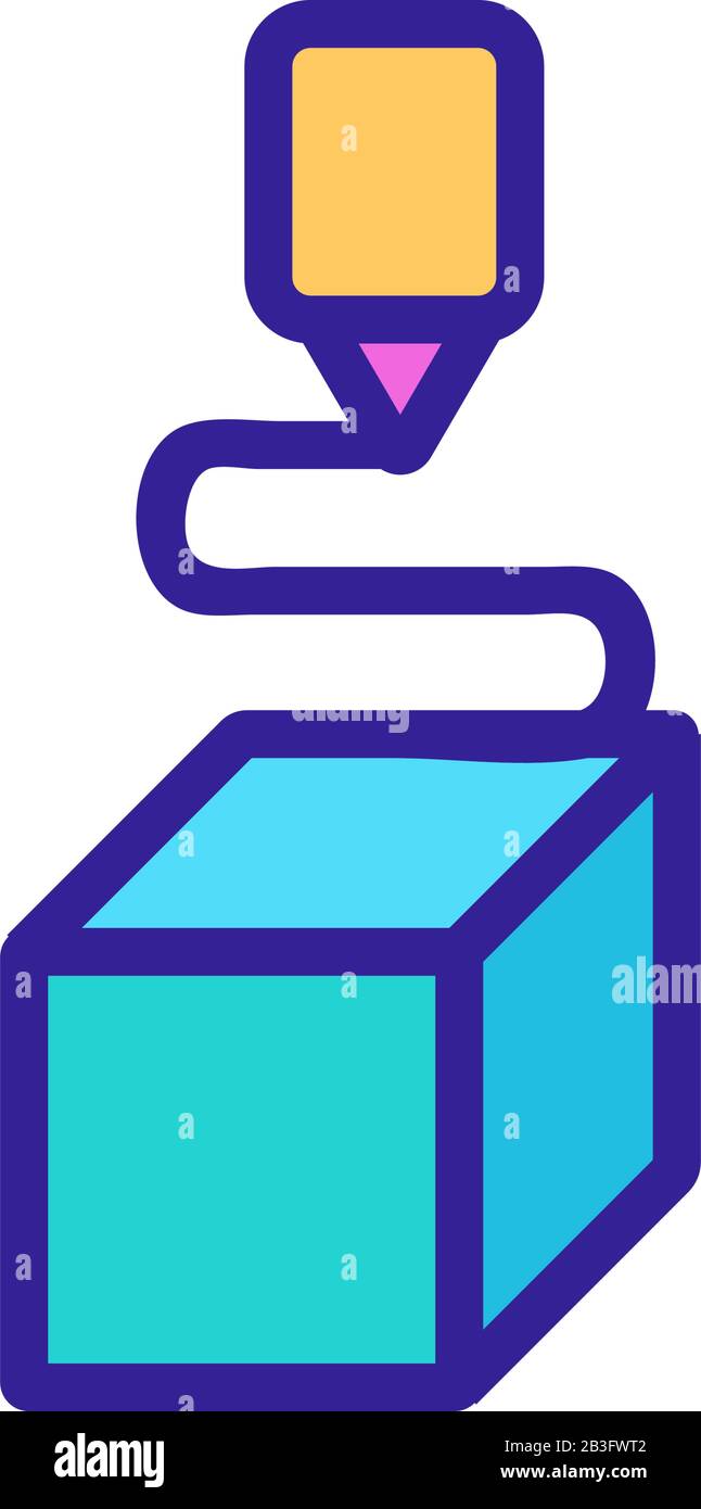 3D print printer icon vector. Isolated contour symbol illustration ...