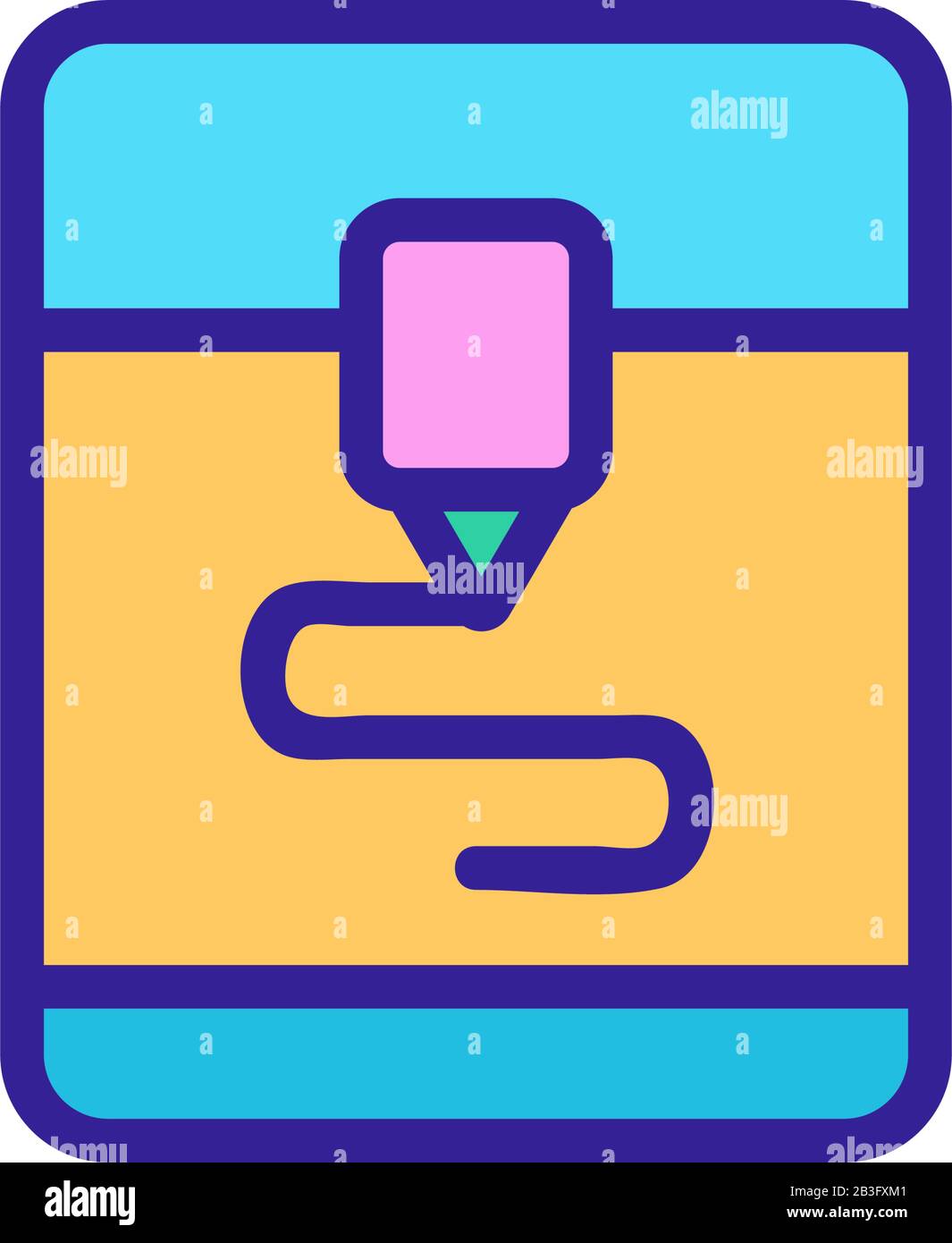3D print printer icon vector. Isolated contour symbol illustration ...