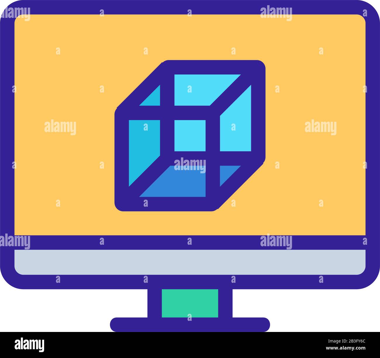 3D print printer icon vector. Isolated contour symbol illustration ...