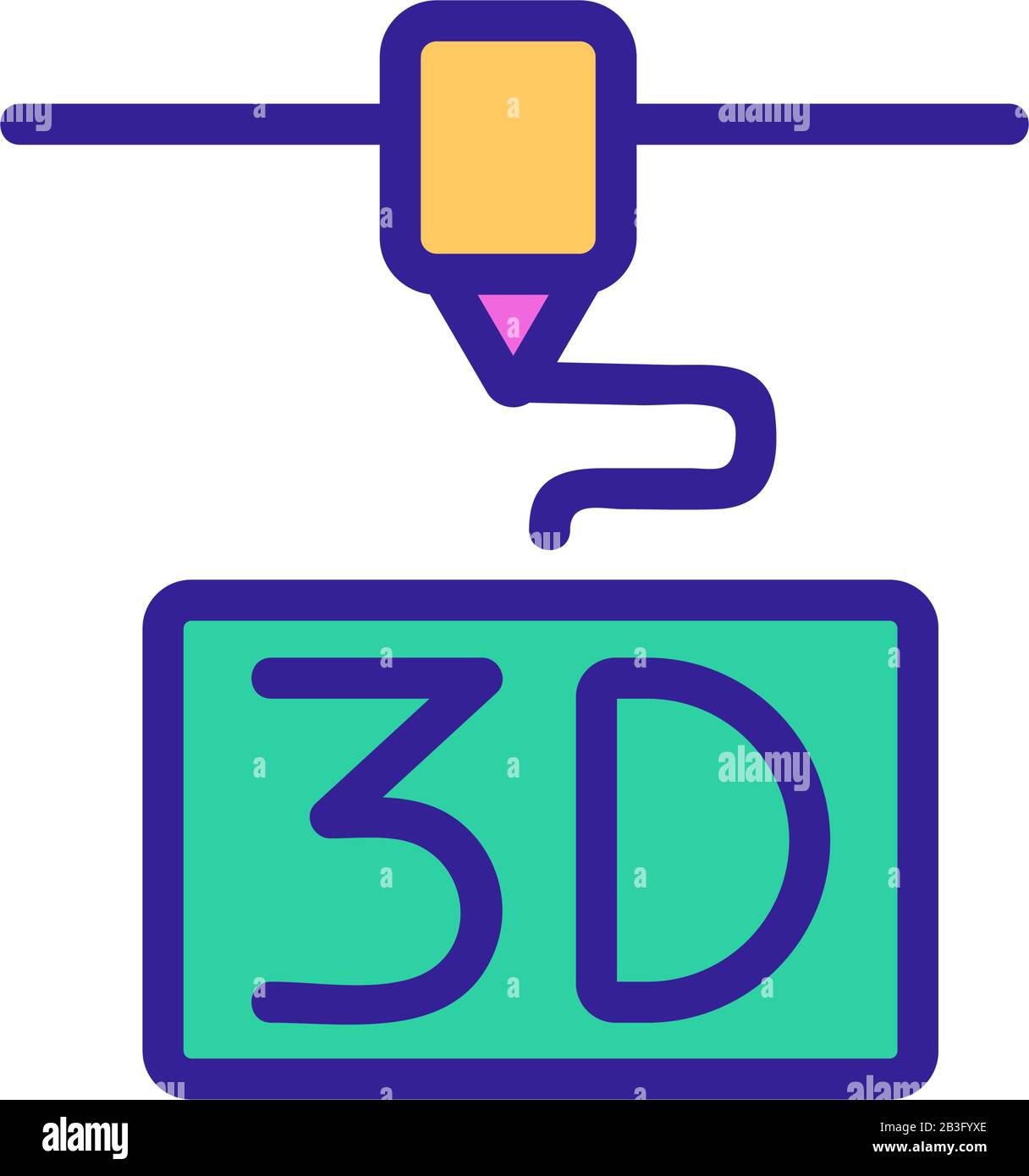 3D print printer icon vector. Isolated contour symbol illustration ...