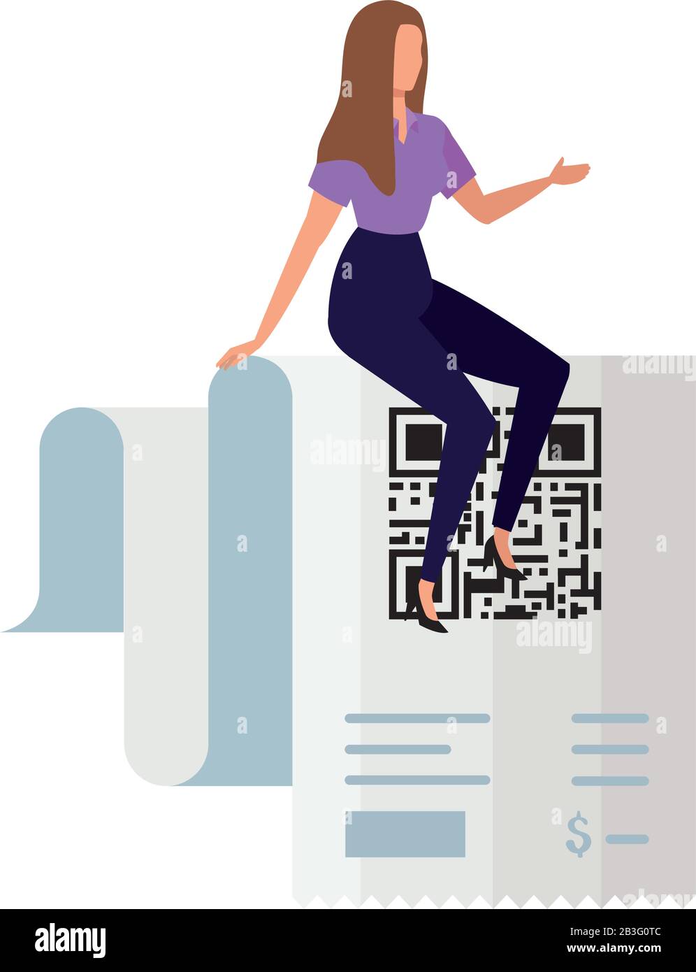 business woman with code qr in voucher Stock Vector Image & Art - Alamy