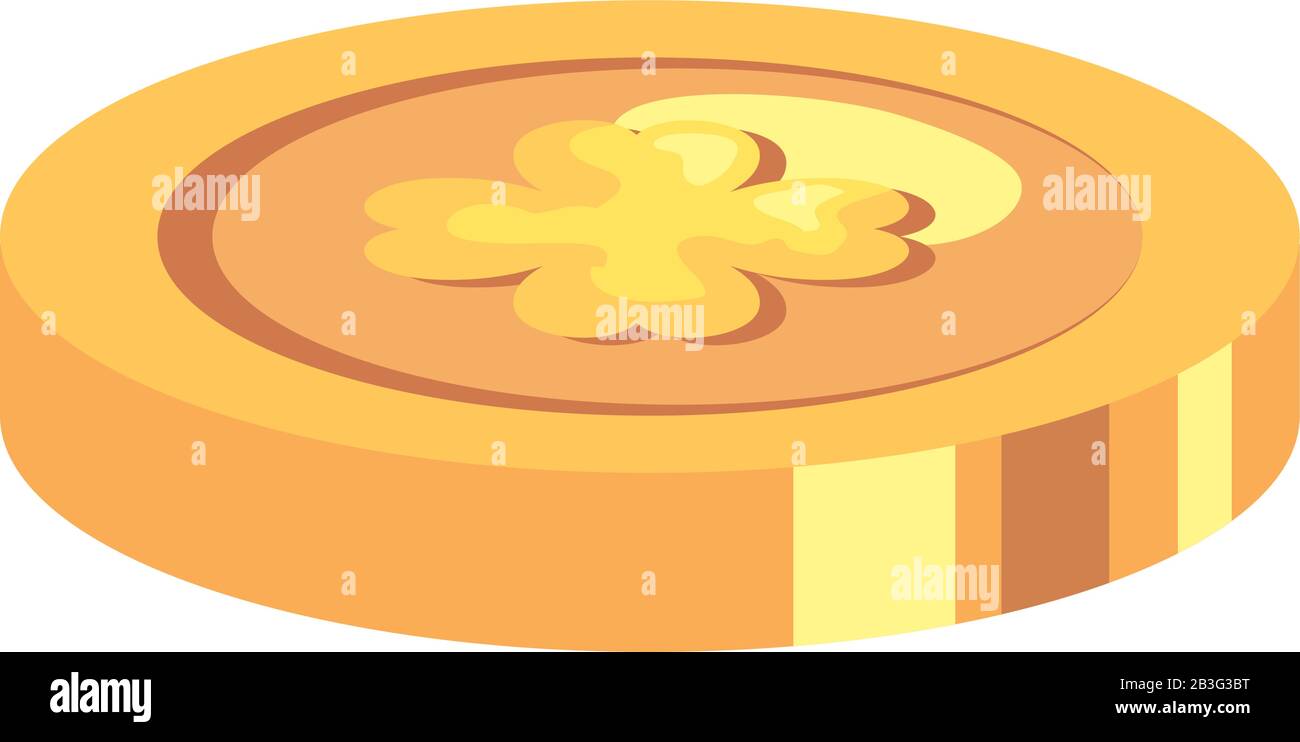 coin with clover isolated icon Stock Vector Image & Art - Alamy
