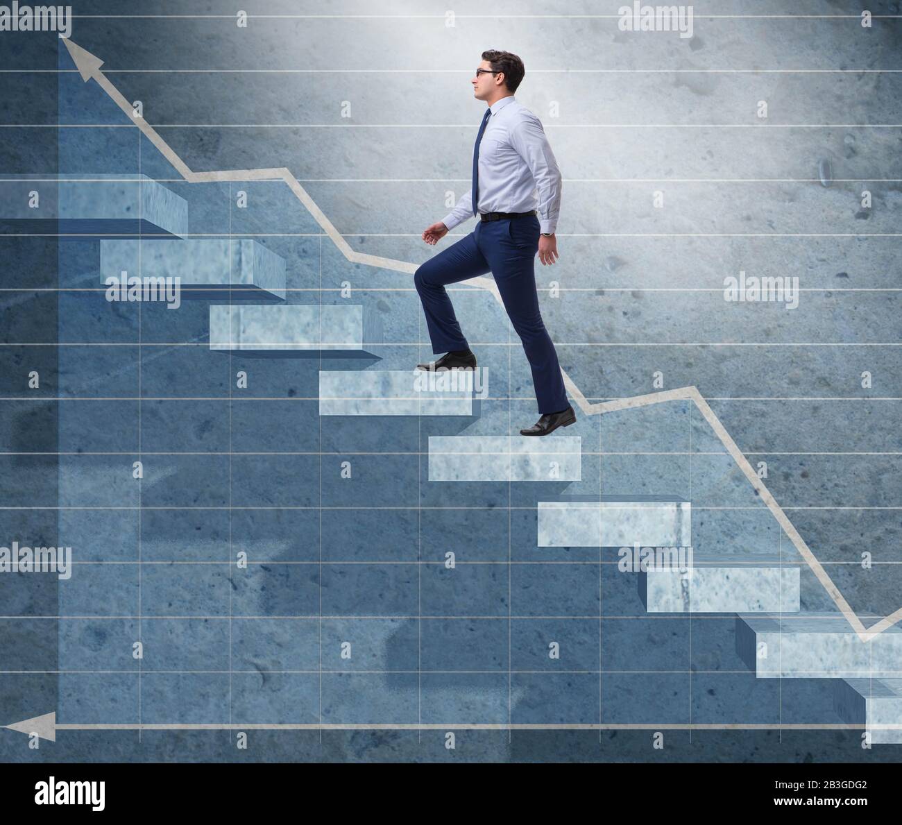 The young businessman climbing career ladder Stock Photo - Alamy