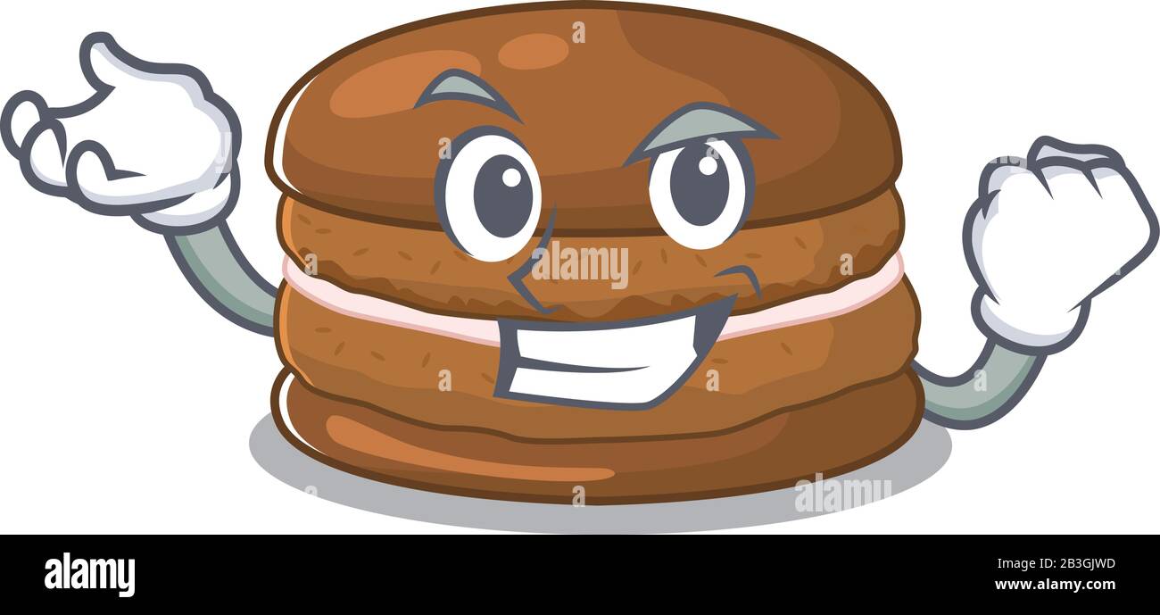 Cool Confident Successful Chocolate Macaron Cartoon Character Style Stock Vector Image Art Alamy
