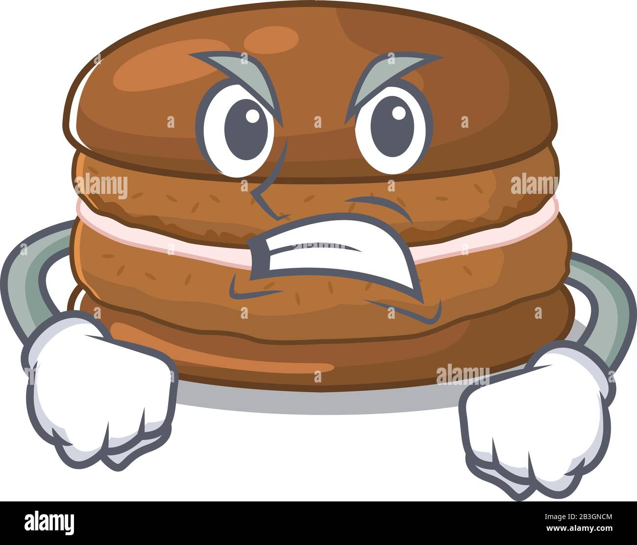 Chocolate macaron cartoon character style having angry face Stock ...