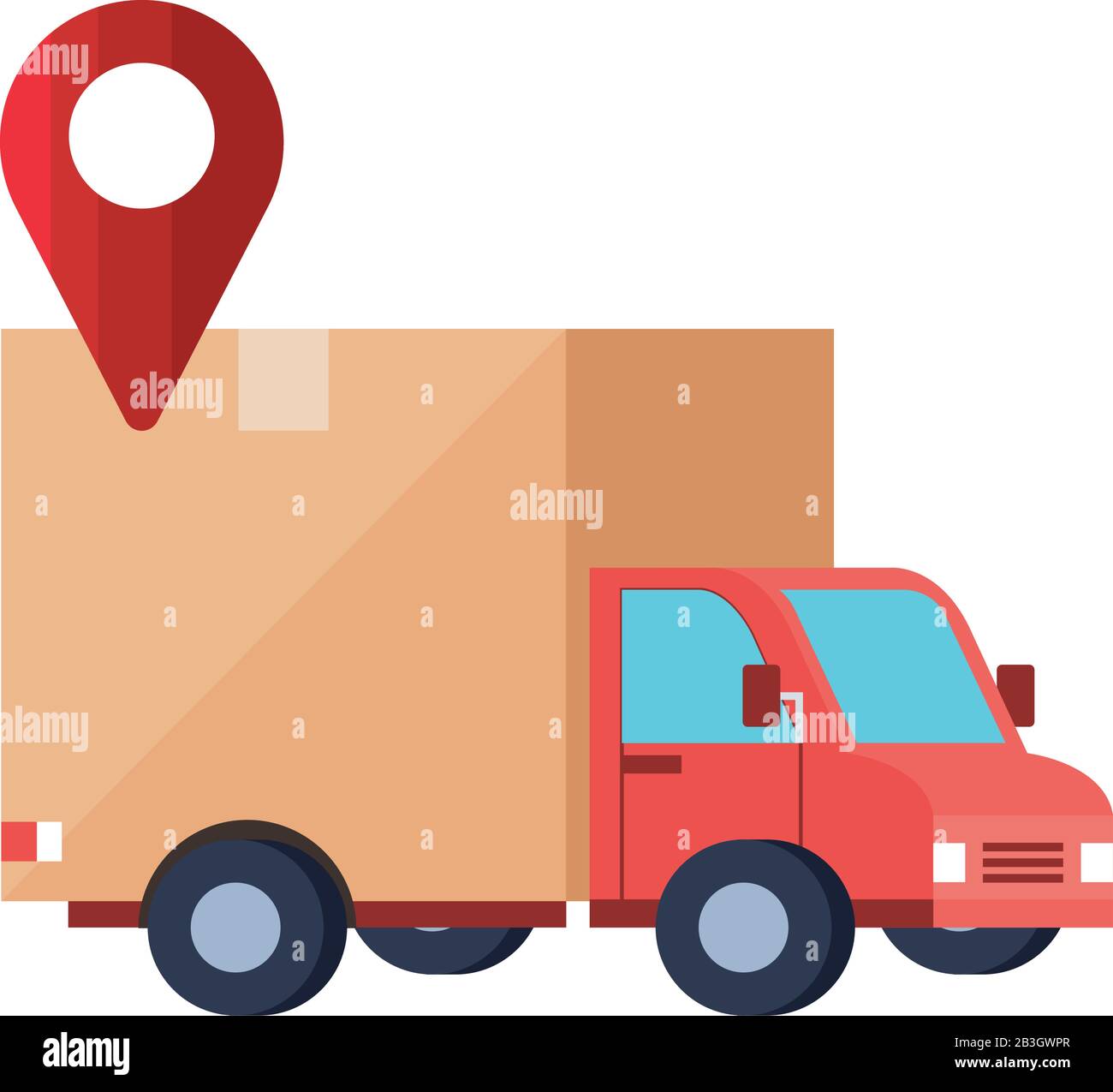 Isolated delivery truck and gps mark vector design Stock Vector Image ...