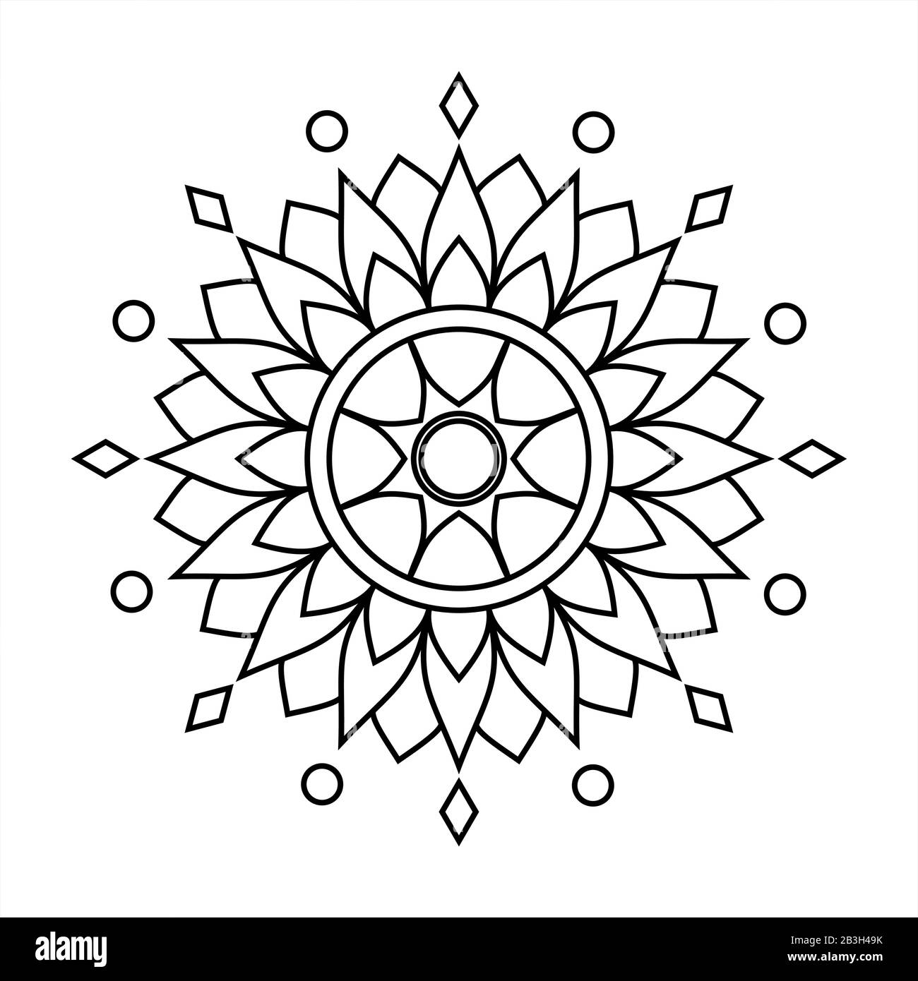 Contour Floral Mandala With Ornament. Decorative Elements, Oriental Pattern, Vector Illustration. Islamic, Arab, Indian, Moroccan, Turkish, Pakistani, Stock Vector