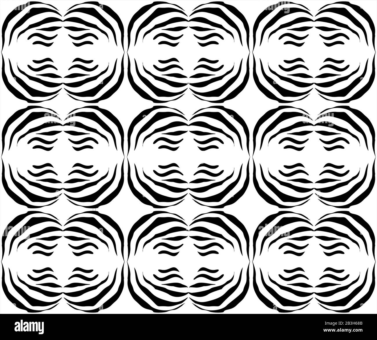 Abstract Seamless Zebra Pattern. Ornamental Geometric Pattern. Black and White Animal Skin Pattern, Background. Trendy Vector Wallpaper. Stock Vector