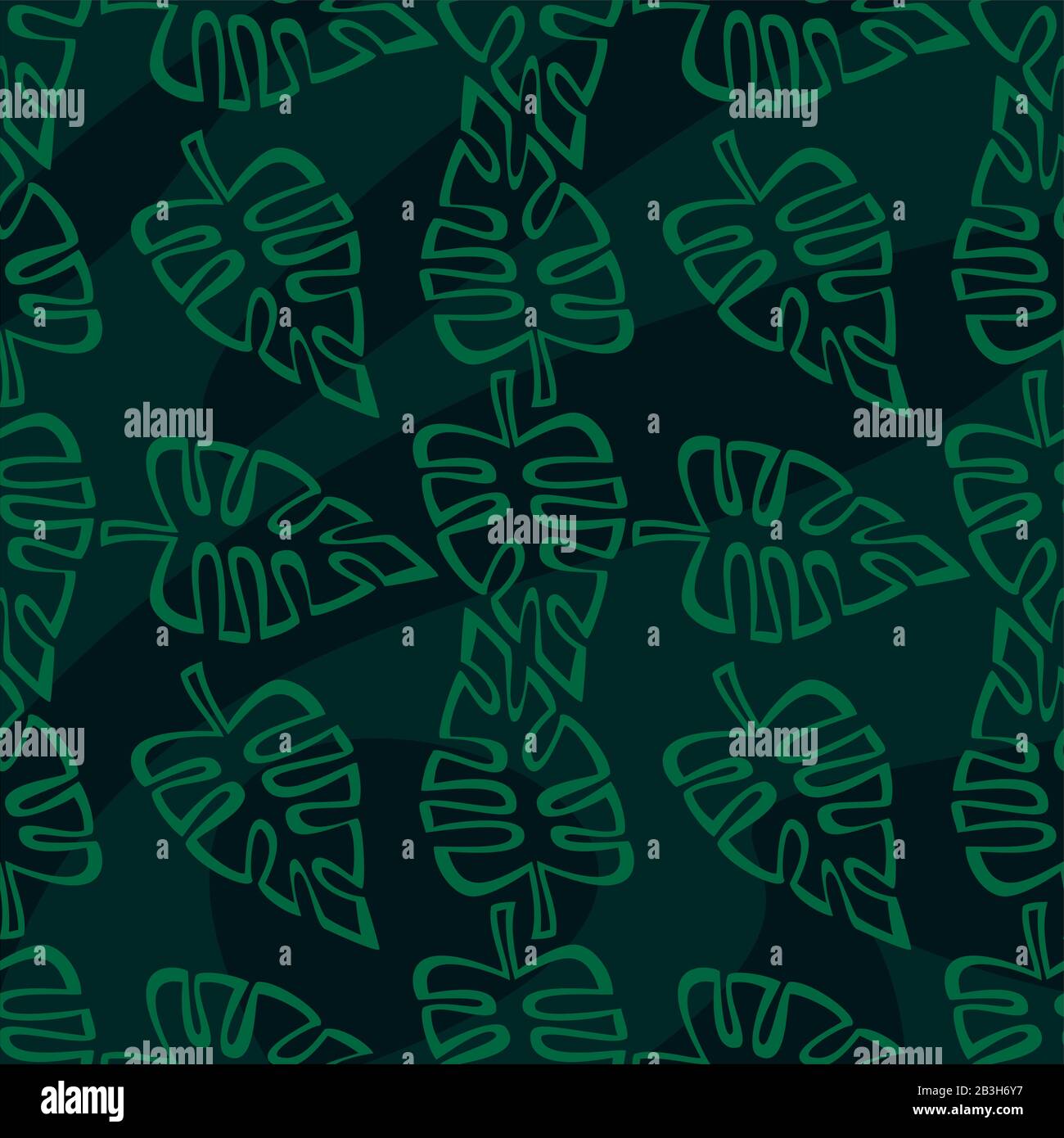 Exotic Tropical Vector Seamless Pattern. Leaves Of Palm Trees, Monstera, Leaves In The Jungle. Hand drawn. For Design, Wrapping Paper, Fabric, Textile Stock Vector