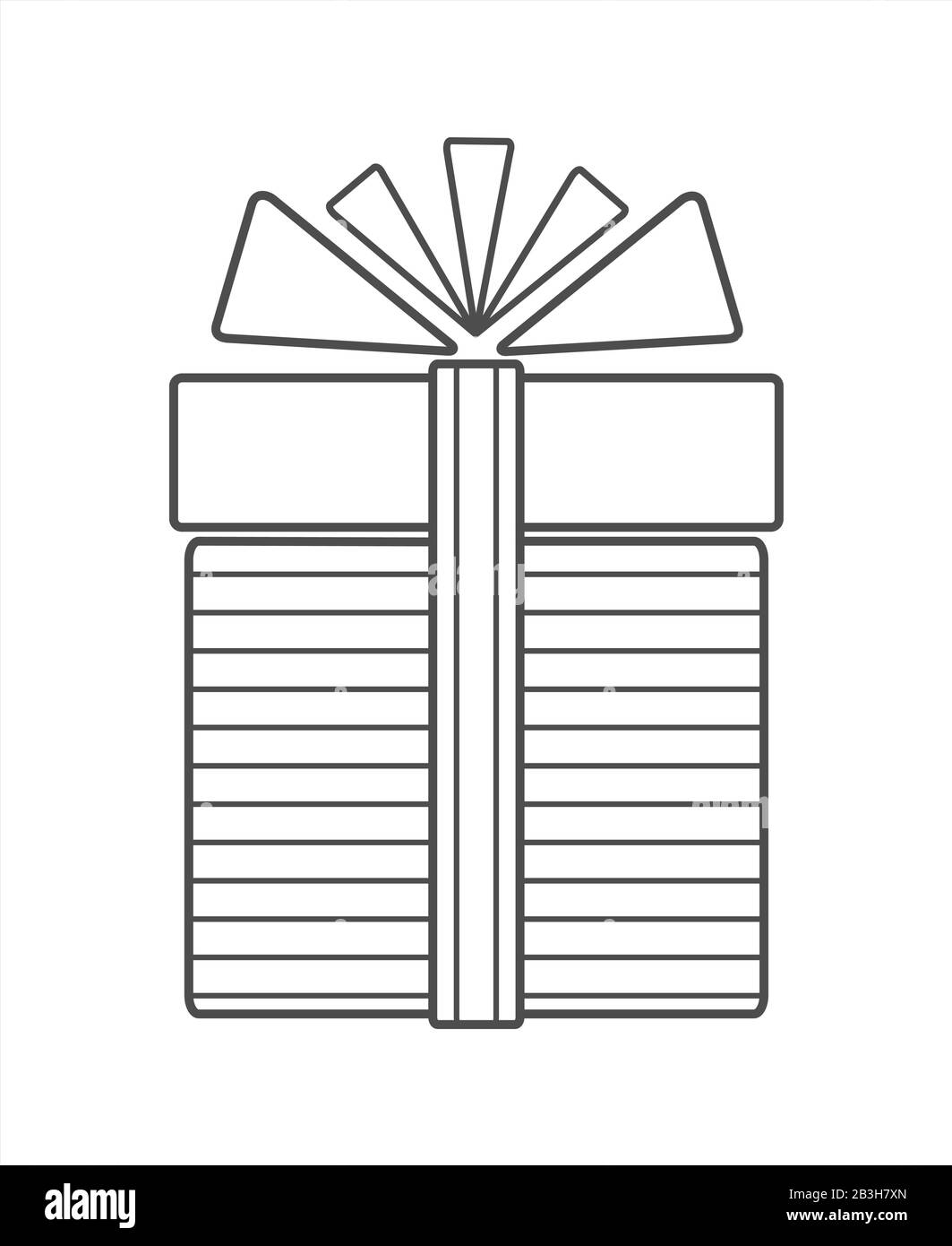 Gift Box With Ribbon And Bow, Icon. Gift For Christmas, New Year, Birthday, Holiday. Contour Vector Illustration, Outline. For Coloring Book Page. Stock Vector