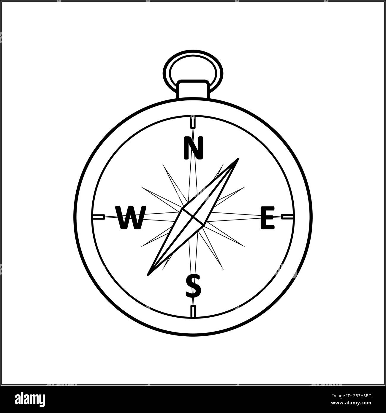Vector Outline Compass For Children's Coloring Book. For coloring. Stock Vector